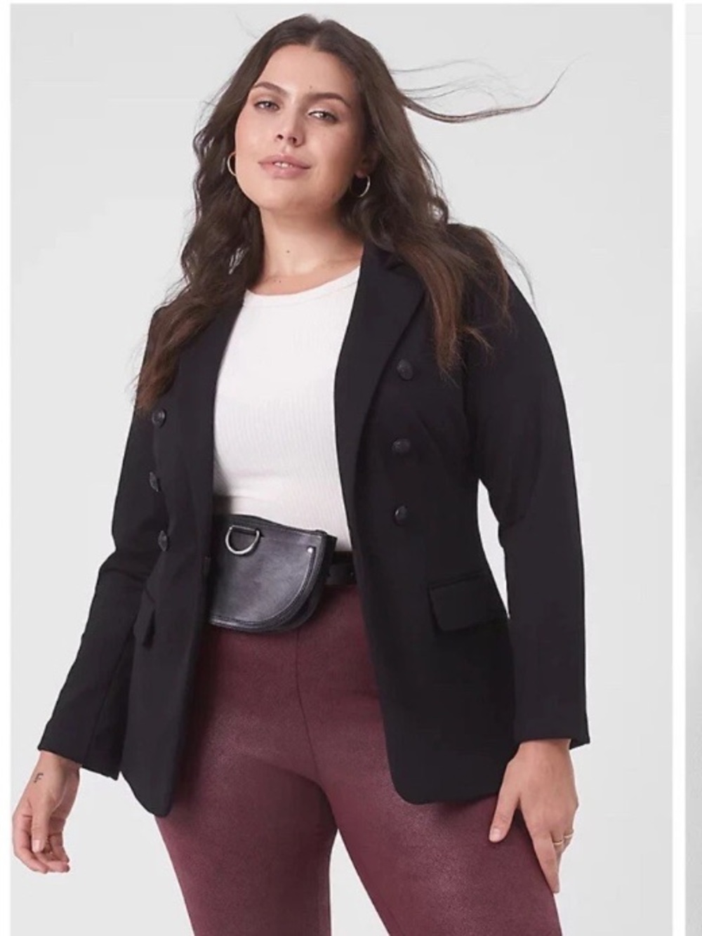 Lane Bryant The Bryant Blazer Women's Size 14 Black Military Ponte Knit